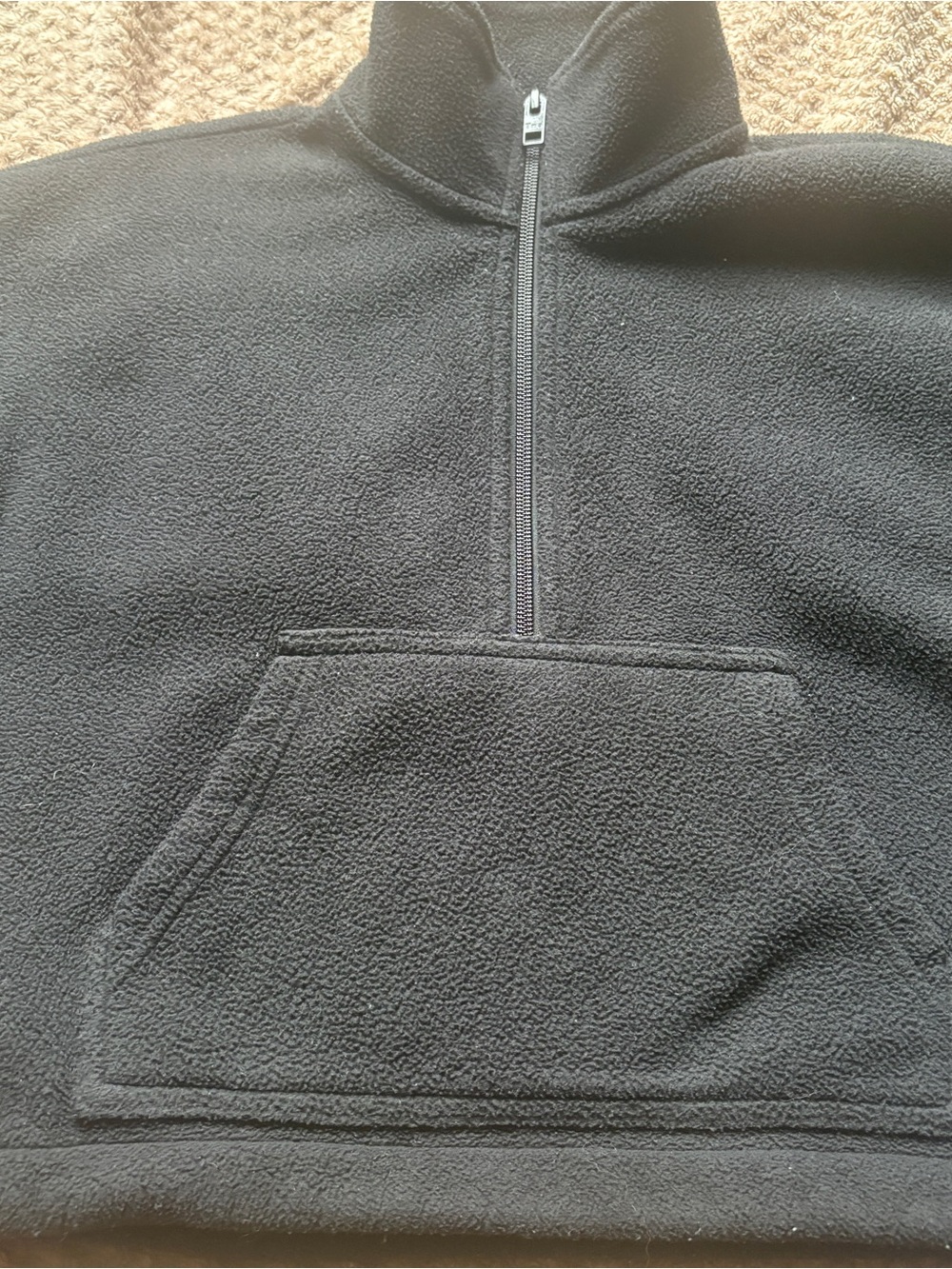 Aritzia Tna Black Polar Fleece Cropped 1/4 Zip Pullover XXS - Picture 10 of 16